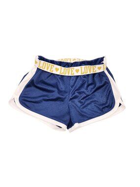 Girl's 5th & Ocean Navy Blue Jersey Athletic Shorts Size 10 Love Flip Down Waist